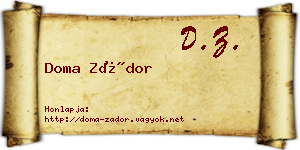 Doma Zádor névjegykártya